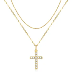 Cross Zircon Layered Necklace