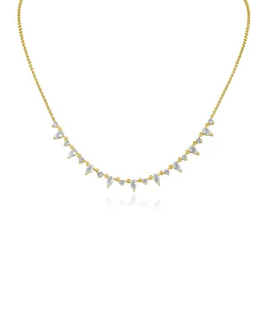 Delicate Pear and Round CZ Necklace