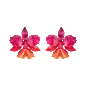 Sunset Laelia Orchid Studs