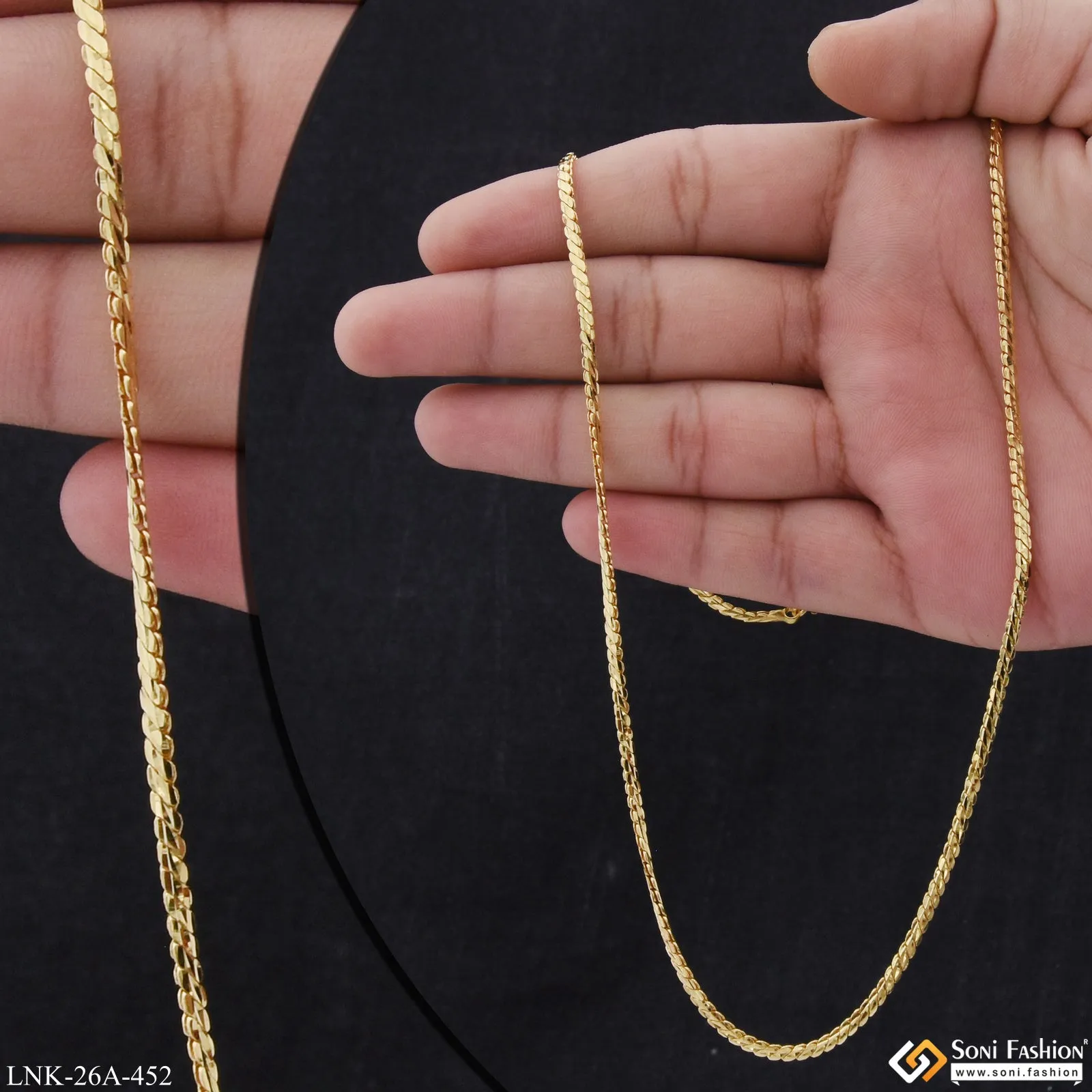 1 Gram Gold Plated Artisanal Design New Style Chain for Ladies - Style A452