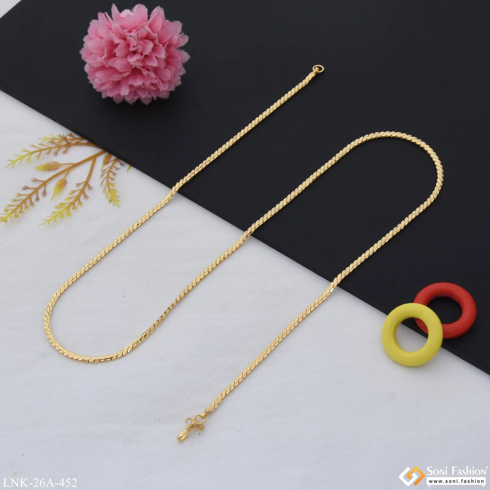 1 Gram Gold Plated Artisanal Design New Style Chain for Ladies - Style A452