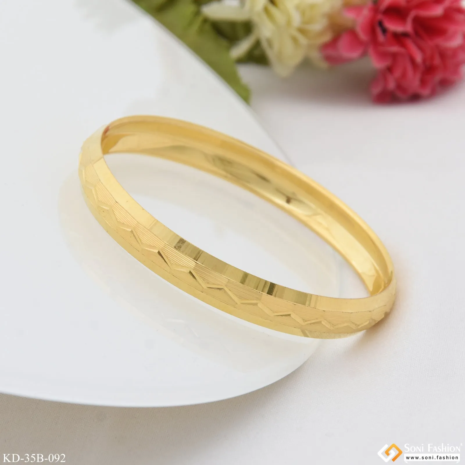 1 Gram Gold Plated Cute Design Best Quality Punjabi Kada for Men - Style B092