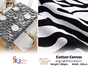 100% Cotton Half Panama Printed Fabric / Canvas printed Fabric / Black & White Zebra  Digital Print  Fabric