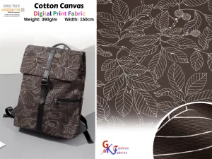 100% Cotton Half Panama Printed Fabric / Canvas printed Fabric / Grey White Leaves Digital Print  Fabric