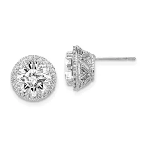 10K Tiara Collection White Gold Polished CZ Post Earrings