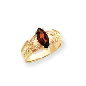 10k Tri-color Black Hills Gold Womens Garnet Ring