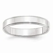 10k White Gold 4mm Flat with Step Edge Wedding Band Ring