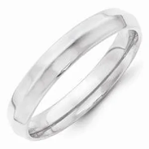 10k White Gold 4mm Knife Edge Comfort Fit Wedding Band Ring