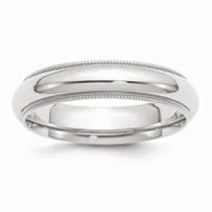 10k White Gold 5mm Milgrain Comfort Fit Wedding Band Ring