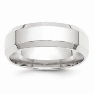 10k White Gold 7mm Bevel Edge Comfort Fit Wedding Band Ring