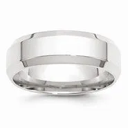 10k White Gold 7mm Bevel Edge Comfort Fit Wedding Band Ring