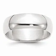 10k White Gold 7mm Half Round Wedding Band Ring