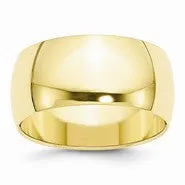 10k Yellow Gold 10mm Half Round Wedding Band Ring