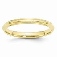 10k Yellow Gold 2.5mm Half Round with Edge Wedding Band Ring