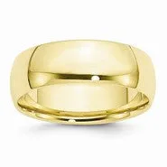 10k Yellow Gold 7mm Lightweight Comfort Fit Wedding Band Ring