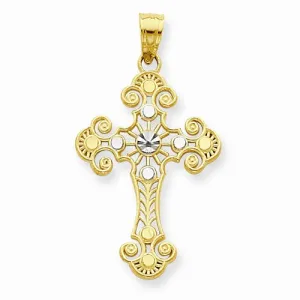 10k Yellow Gold & Rhodium Cross pendant