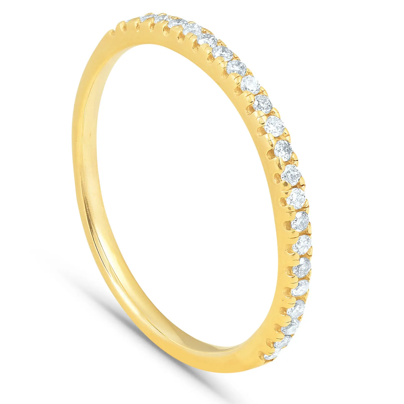 1/10CT Lab Grown Diamond Wedding Ring Womens Stackable Band 10k Yellow Gold