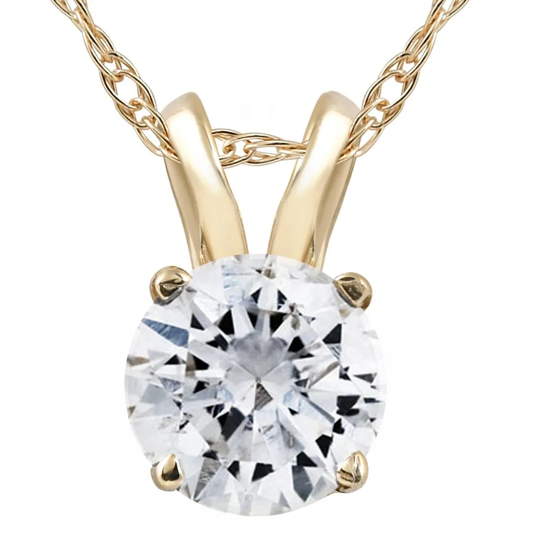 1/2 Ct Diamond Solitaire Pendant Necklace in 14k White Or Yellow Gold