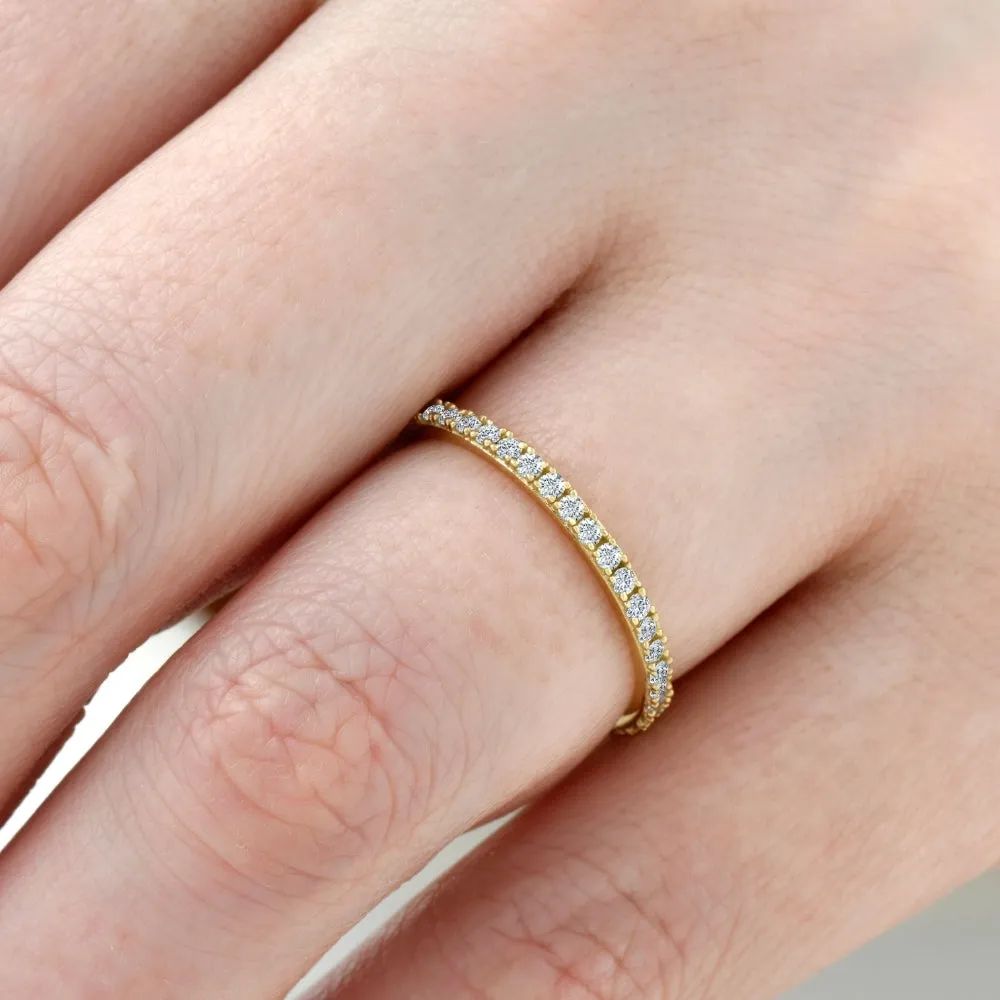 1/2 Ct Real Diamond Eternity Ring Yellow Gold Women's Stackable Anniversary Band