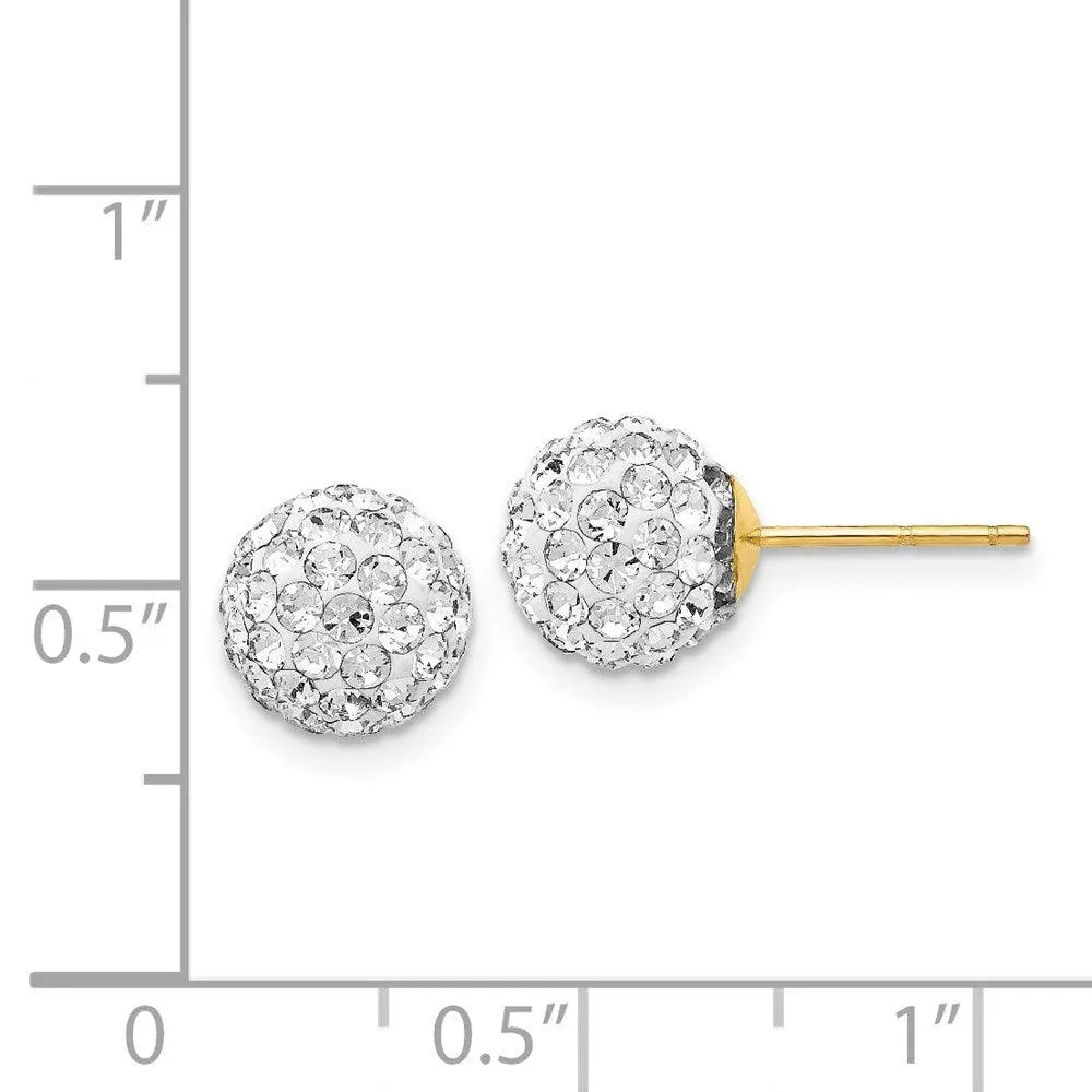 14k Crystal 8mm Post Earrings