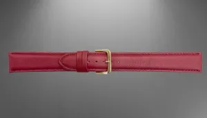 16MM XL Plain Padded Red Genuine Leather Watch Band, stitches