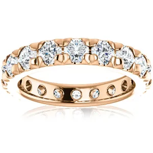 2 Cttw Diamond Eternity Ring Split Prong Women's Wedding Band 14k Rose Gold