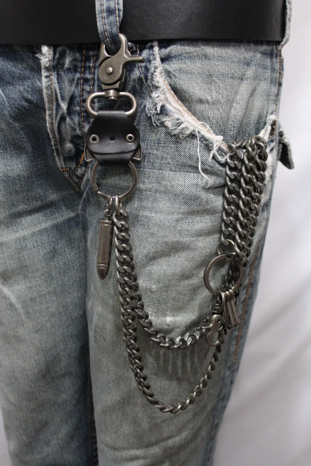 20" Key Holder & Wallet Chain with Guns & Bullet Charm