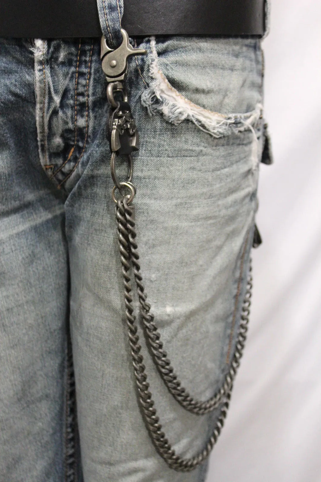 20" Key Holder & Wallet Chain with Guns & Bullet Charm