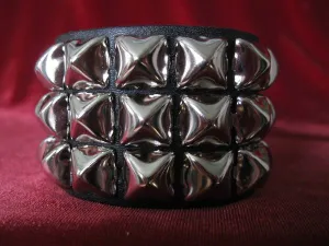 3 Row Pyramid Stud Wristband