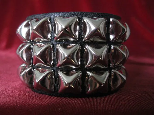 3 Row Pyramid Stud Wristband