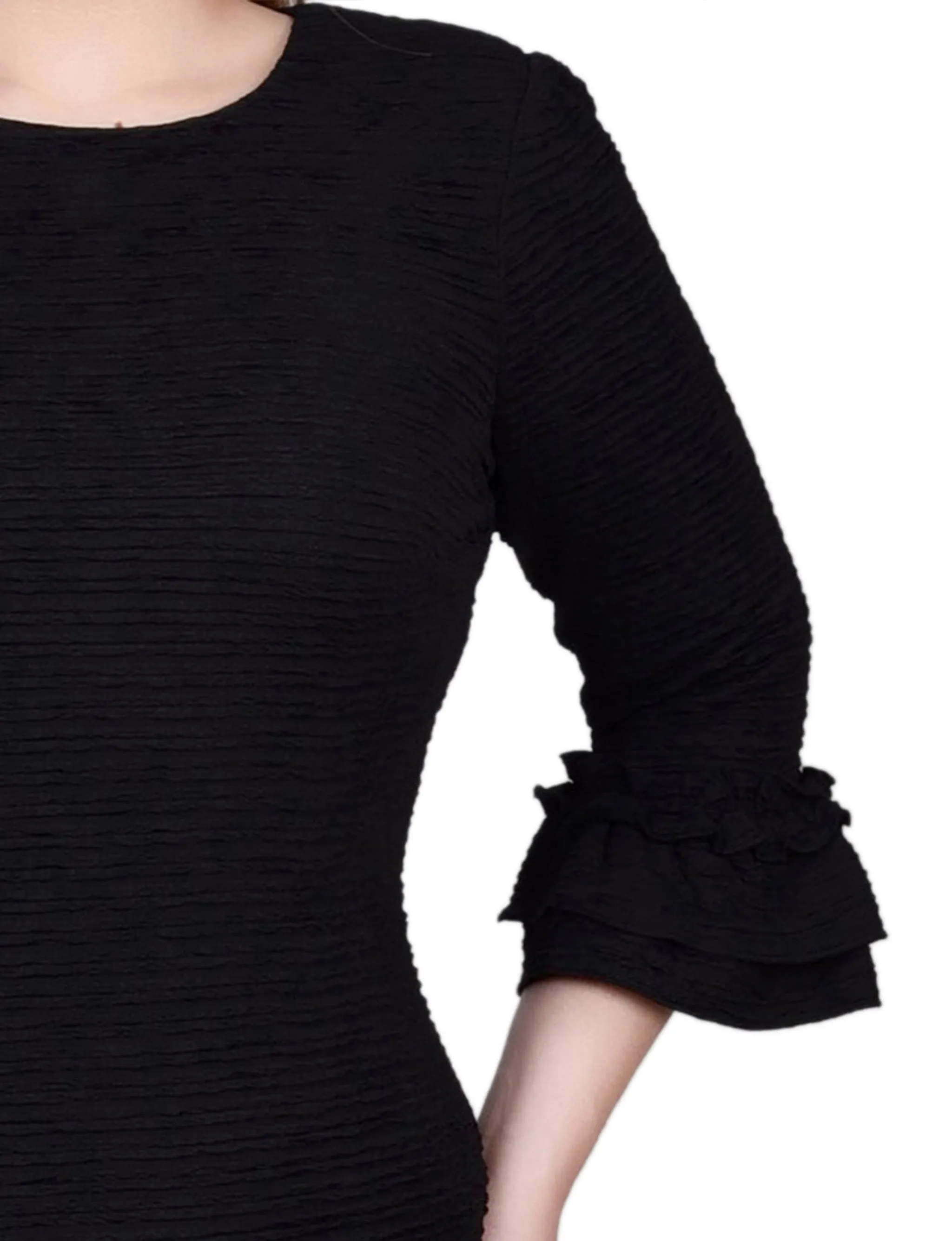 3/4 Sleeve Textured Knit Dress