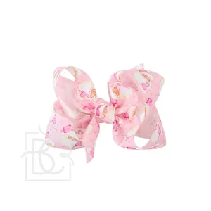 4.5" LARGE - Single Layered Light Pink Santa Hair Bow