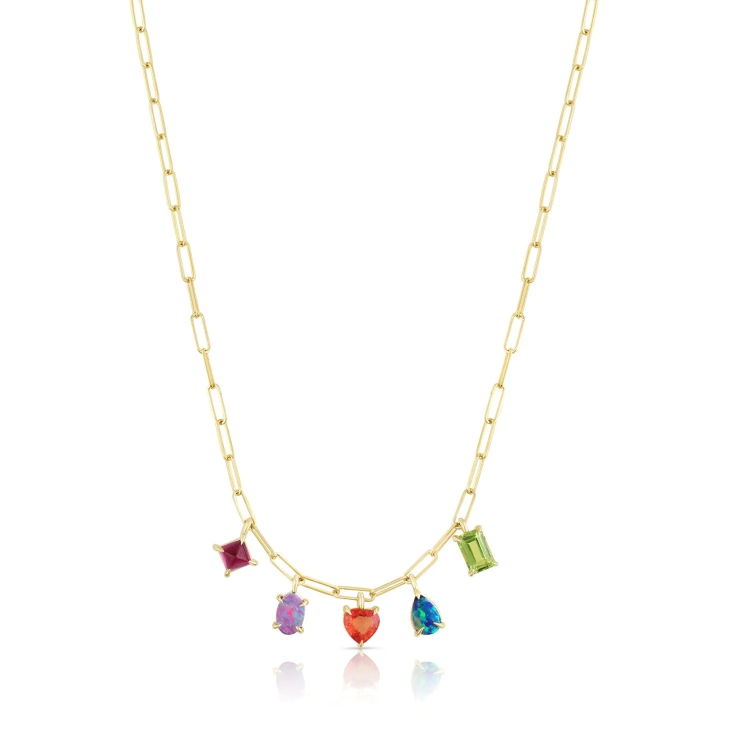 5 Stone Gemfetti Drop Necklace