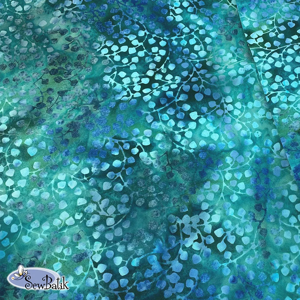 57" Batik Canvas (8.6 oz) - Gardenista Vine - Ocean Teal