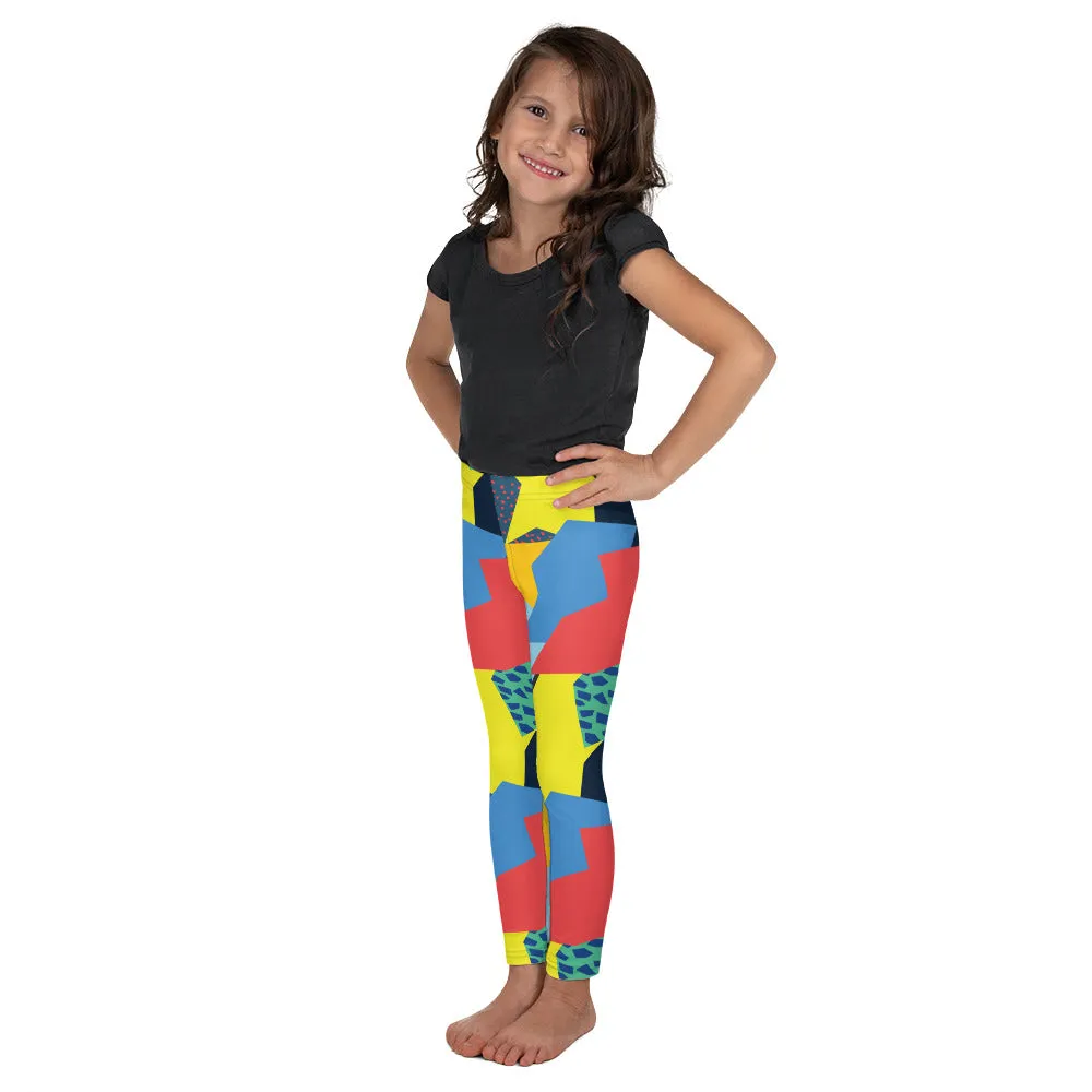 90s Color Block Kid's Leggings