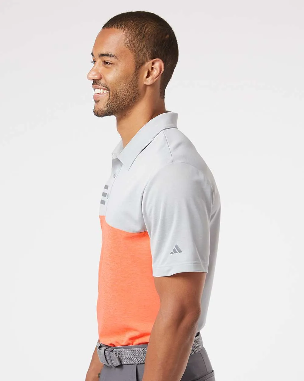 Adidas Heathered Colorblocked 3-Stripes Polo A508