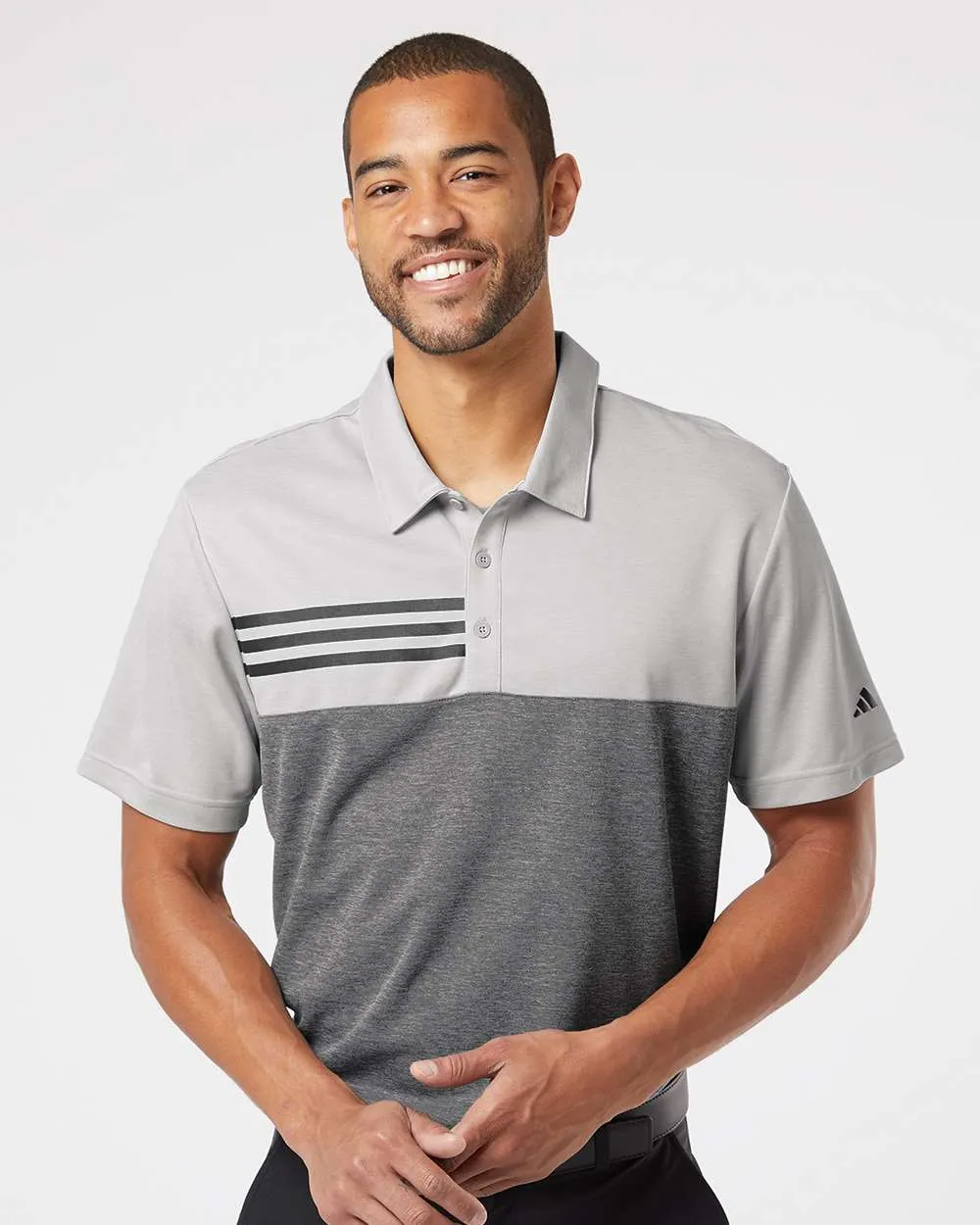 Adidas Heathered Colorblocked 3-Stripes Polo A508