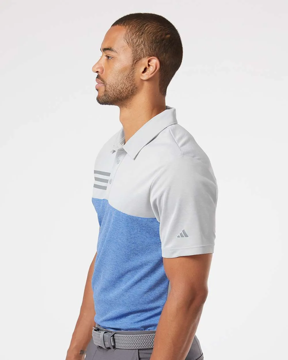 Adidas Heathered Colorblocked 3-Stripes Polo A508