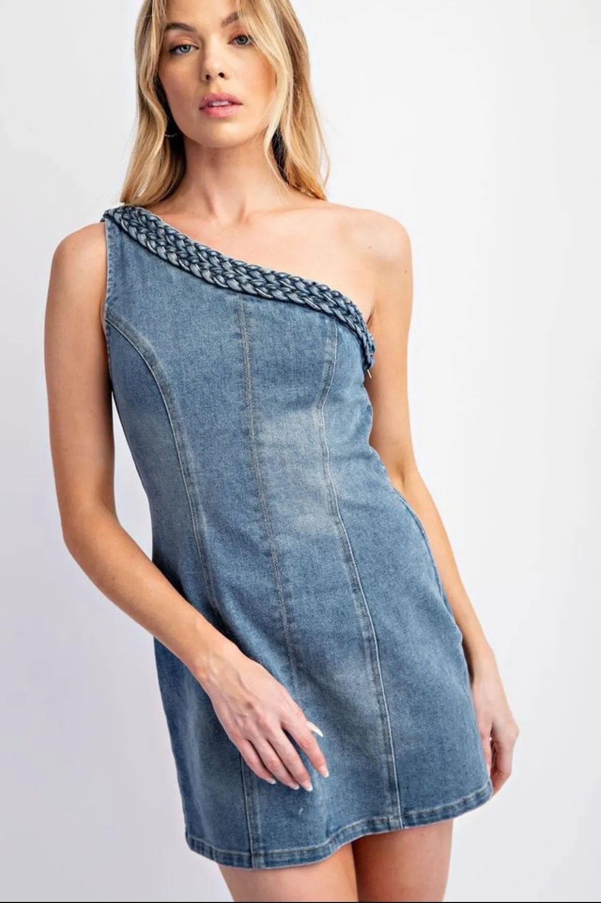 Asymmetrical Denim Mini Dress