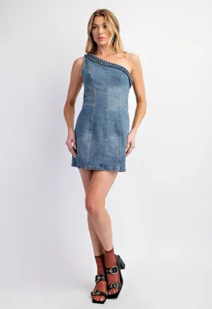 Asymmetrical Denim Mini Dress