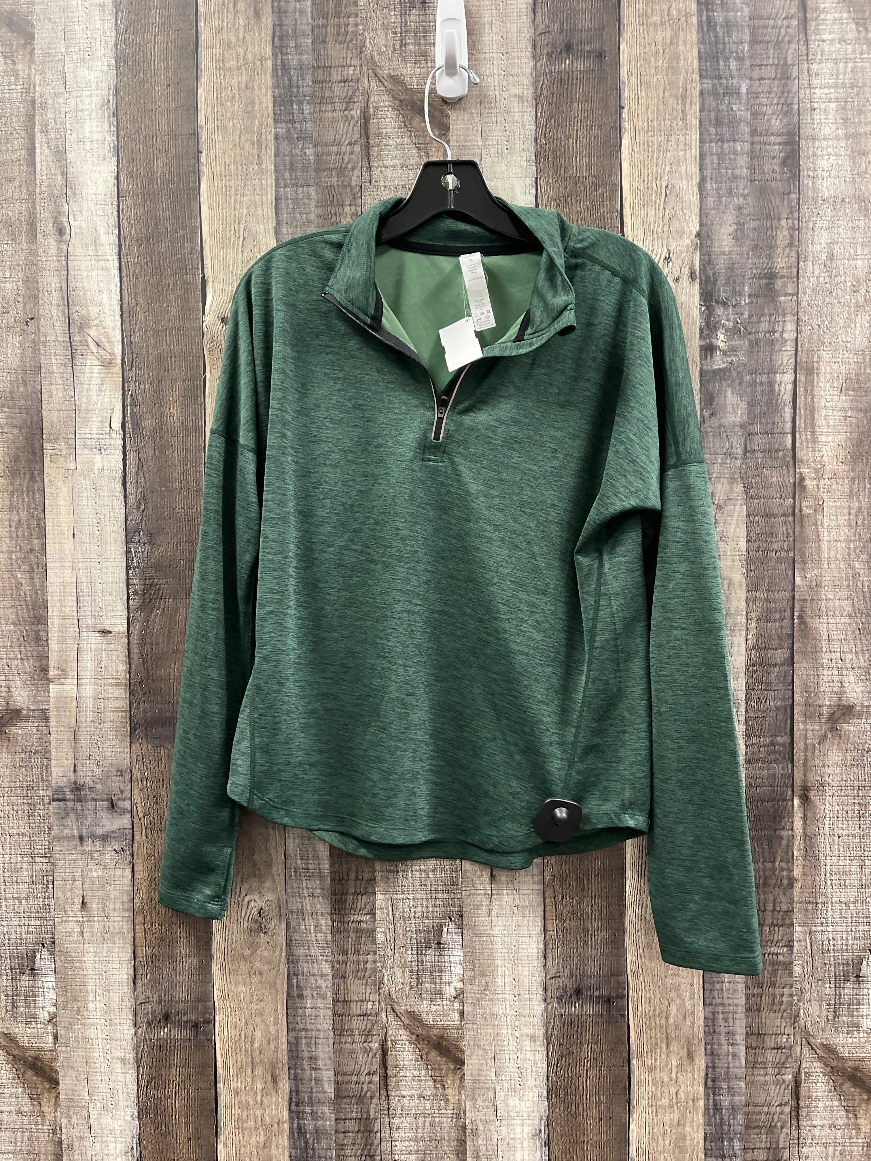 Athletic Top Long Sleeve Collar By Cme In Green, Size: M