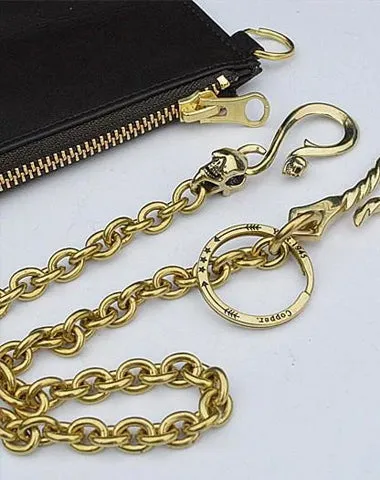 Badass Gold Brass Long Mens 18'' Biker Wallet Chain Biker Pants Chain Trucker Wallet Chain for Men