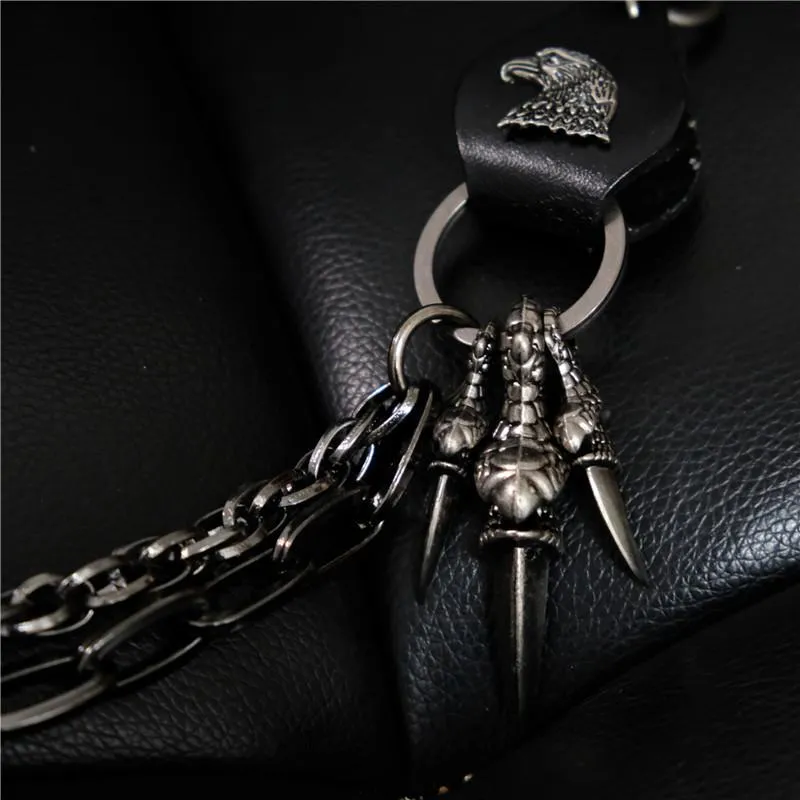 Badass Mens Eagle Double Key Long Biker Pants Chain Wallet Chain For Men