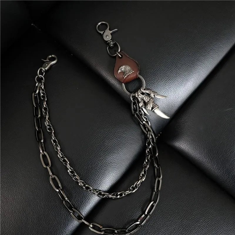 Badass Mens Eagle Double Key Long Biker Pants Chain Wallet Chain For Men