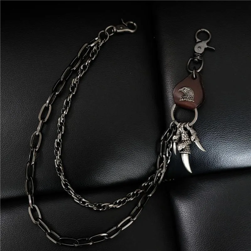 Badass Mens Eagle Double Key Long Biker Pants Chain Wallet Chain For Men