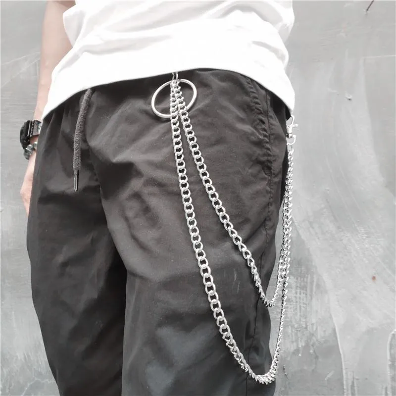 Badass Punk Mens Long Two Layer Pants Chain Long Wallet Chain For Men