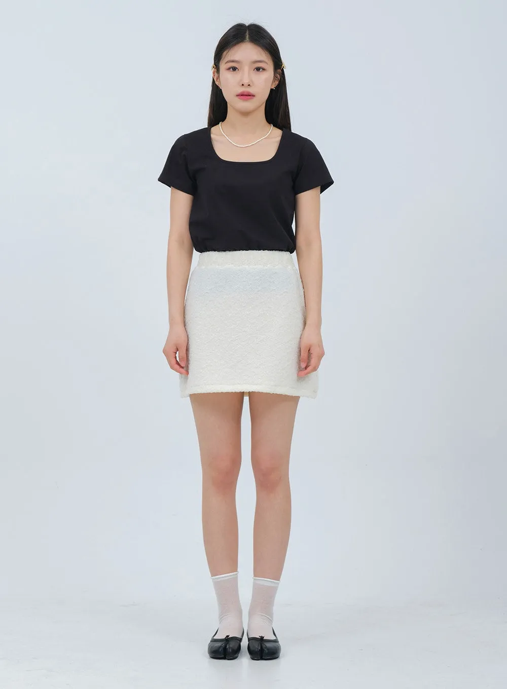 Banded Textured Mini Skirt OA25