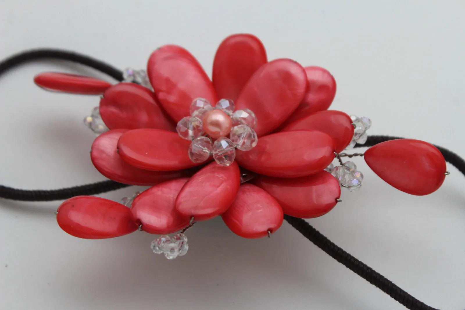 Beaded Stone Flower Bracelet Cuff