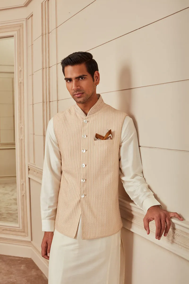 Beige Textured Bundi