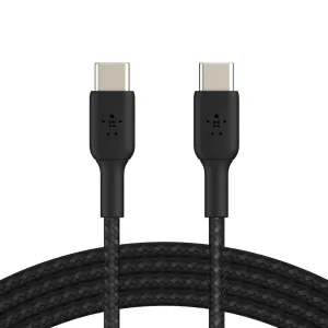 Belkin BoostCharge USB-C to USB-C Braided 1M Cable  Universally compatible - Black-Black